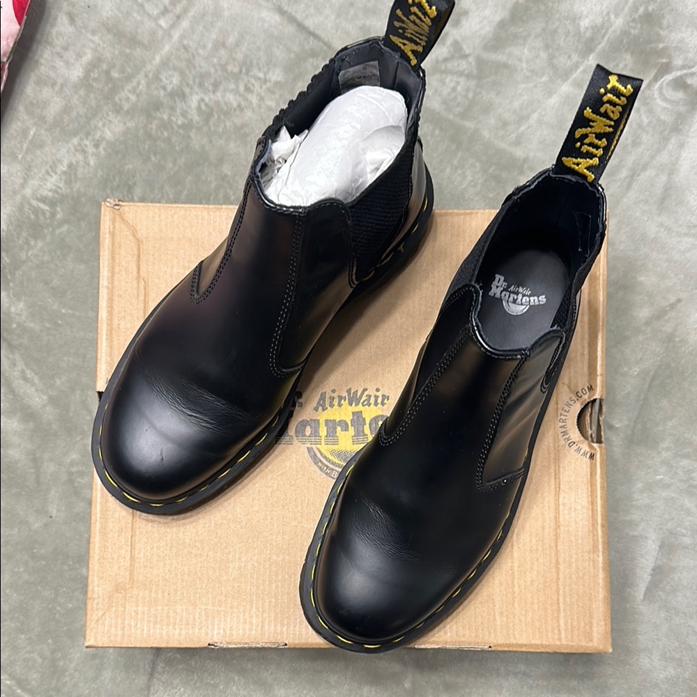 Dr. Martens Black Leather Boots with Air-Cushioned Sole